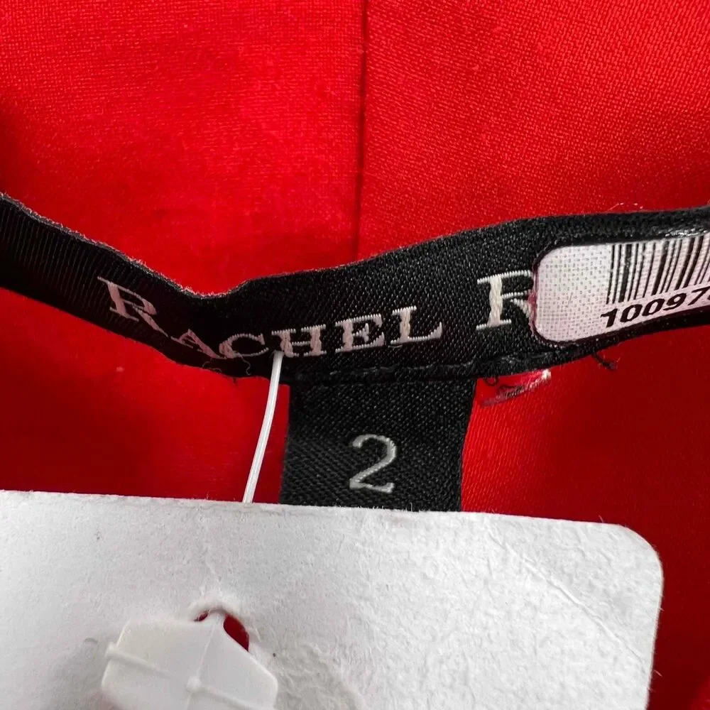Rachel Roy Red Snap Out Of It Dress Sleeveless V‎ Neck Front Slit Sheath Size 2